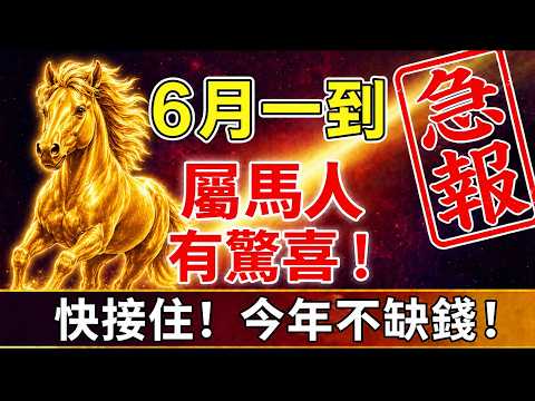急報！生肖馬，陽曆6月一到，將有一件「天大的喜事」降臨，接住這份福氣，今年不愁錢！#生肖馬 #生肖馬2026運勢 #屬馬財運 #轉運 #生肖馬發財 #2026屬馬運勢 #生肖馬賺錢 #屬馬 #招財