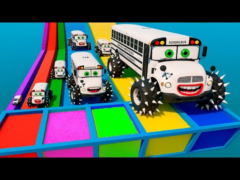 Small Cars on Big Car vs Slide Color with Portal Pool Cars vs Deep Water -  beamNG.Drive #11