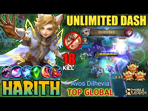 18 KILL HARITH HYPER CARRY, HARITH BEST BUILD 2023! Top Global Harith Gameplay 2023 - Mobile Legends