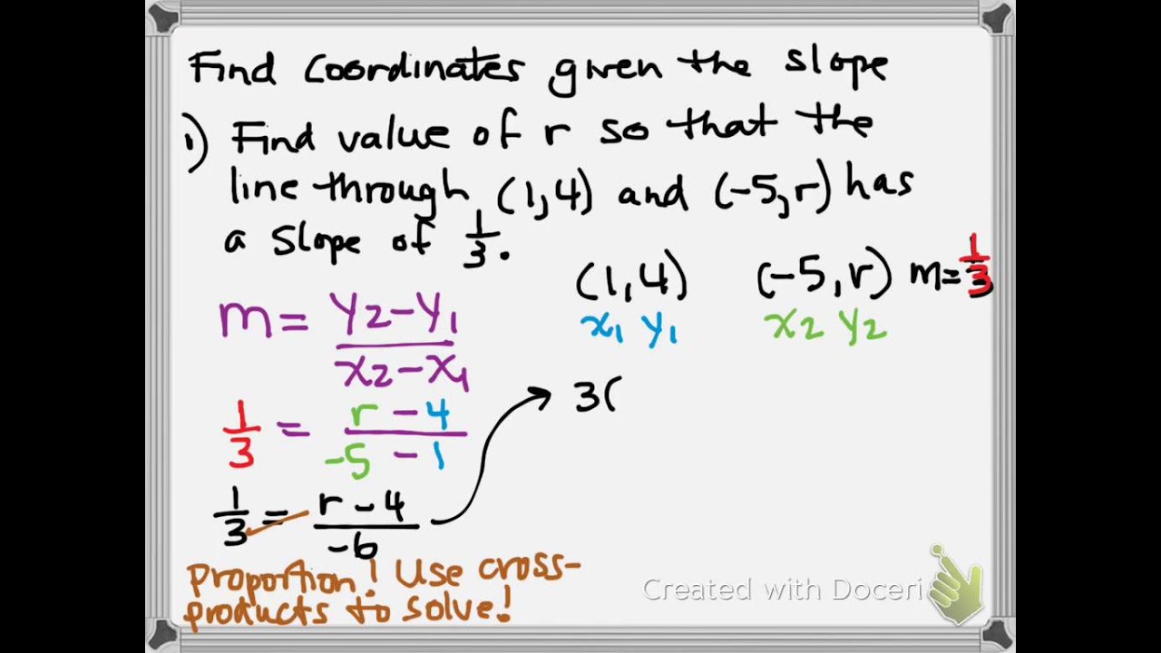 Math 8A Finding a Missing Coordinate Using Slope Formula