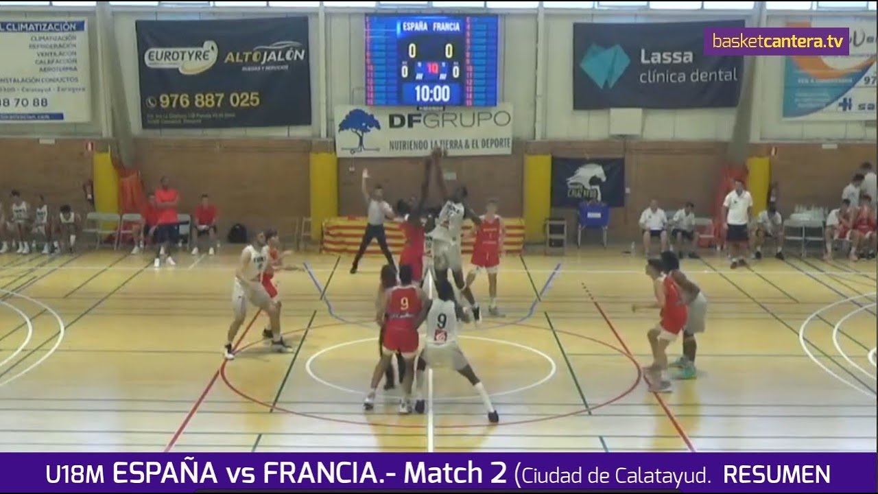 Resumen U18M ESPAÑA vs FRANCIA. Partido 2º preparación Cpto.Europa. Calatayud 2022 #BasketCantera.TV