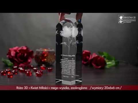 Róża 3D » Kwiat Miłości « # RKWM8 | X052 | obrót ręką | Krysztaly3D.pl
