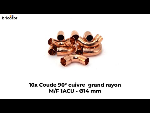 10 X Coude cuivre 90° grand rayon M/F à souder 1ACU BRICOZOR