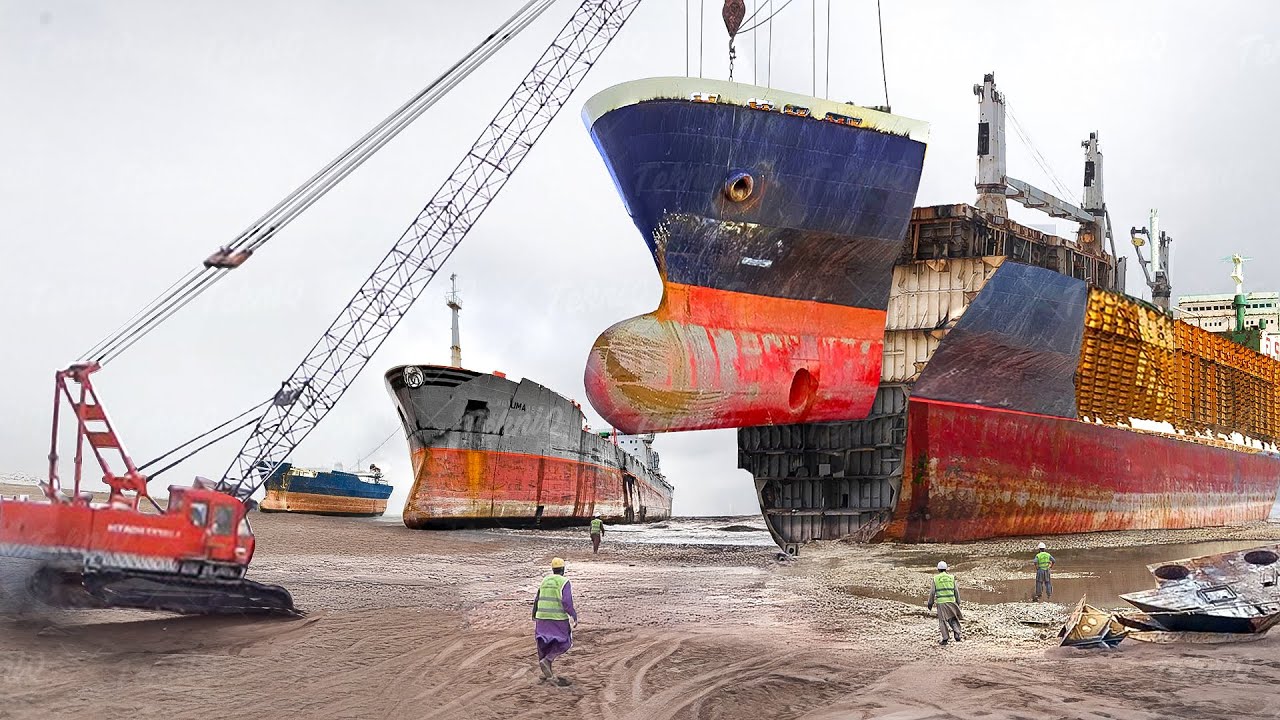 Inside Primitive Shipyard Scrapping Giant Ships To Pieces