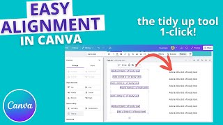 How To Use the Tidy Up Tool in CANVA | Space Evenly Text & Elements with 1-Click