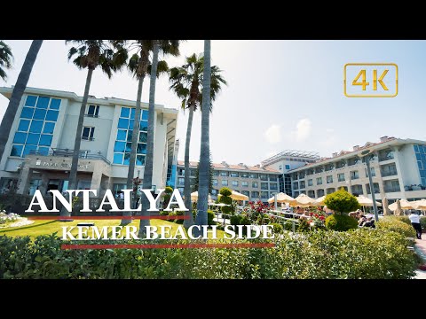 Antalya Kemer Beach Side Walking Tour / 4K HDR [🎧Binaural City Sounds]