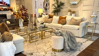 GLAM LIVING ROOM FALL DECORATING IDEAS | HOW TO DECORATE A FAMILY ROOM FOR FALL