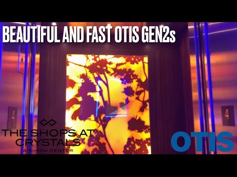 BEAUTIFUL and FAST Otis Gen2 Series 4 Traction elevators - The Shops at Crystals - Las Vegas, NV