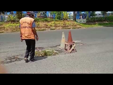 Warga Tanam Pohon Pisang di Jalan Berlobang