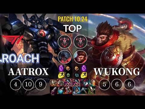 T1 Roach Aatrox vs Wukong Top - KR Patch 10.24
