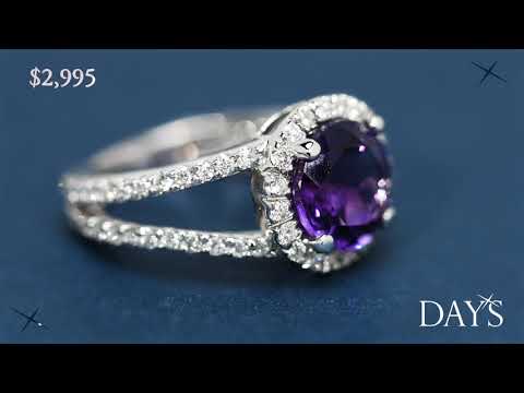 Amethyst Ring in 14kt White Gold with Diamonds (3/4ct tw)
