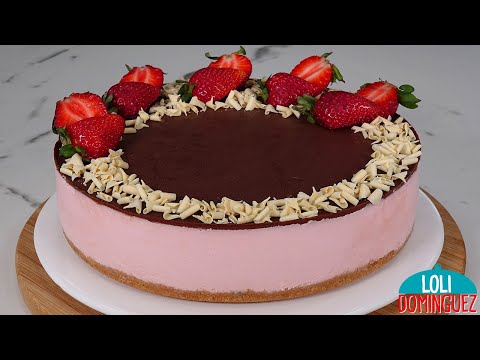 TARTA SIN HORNO DE FRESA Y CHOCOLATE EN SOLO 15 MINUTOS - FÁCIL Y ECONÓMICA - Loli Domínguez