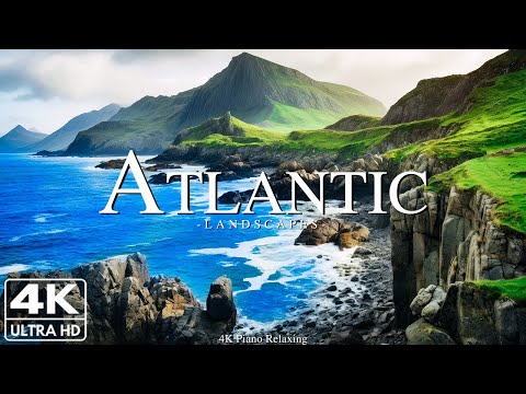 FLYING OVER ATLANTIC (4K UHD) Amazing Beautiful Nature Scenery & Relaxing Music, 4K Video HD
