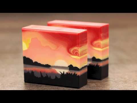 SUPER SHORT: Making Tropical Sunset Cold Process Landscape soap with sculpted layers and ombre