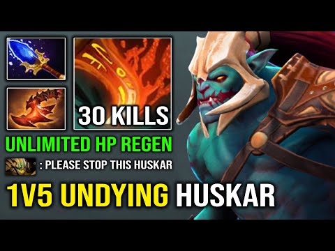 WTF Unlimited HP Regen 1v5 Undying Huskar 1Kill Per Min Crazy Burn DPS Pro Carry Dota 2