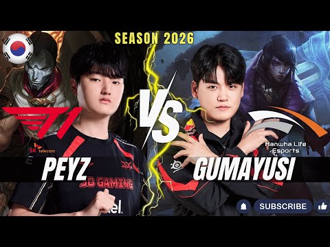 T1 Peyz vs HLE Gumayusi - Peyz JHIN vs Gumayusi APHELIOS ADC - Patch 26.1 KR Ranked | lolrec