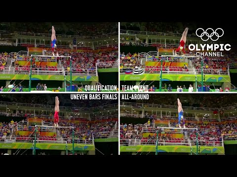All of Aliya Mustafina's Uneven Bars routines, at the same time! | Olympic Memories