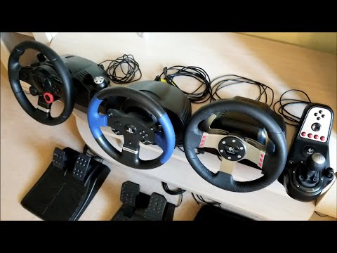 Logitech Driving Force GT / G27 / Thrustmaster T150 wheels visual comparison and Force Feedback Test