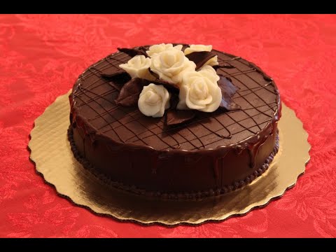 How to Make Molded Chocolate Roses & Leaves and Decorate a Cake (torte)