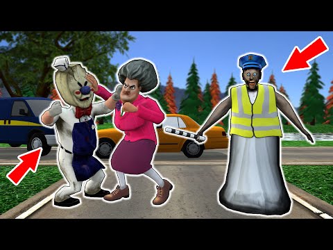 Granny traffic cop vs Scary Teacher vs Ice Scream - funny horror animation parody (p.240)