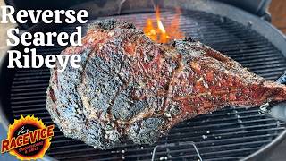 GREATEST STEAK I HAVE EVER COOKED!!  Reverse Seared Tomahawk Ribeye on @GrillwithWeber Kettle.