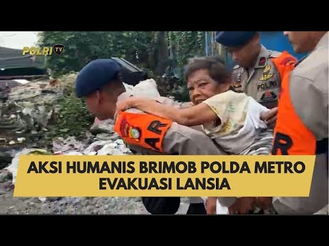 AKSI HUMANIS BRIMOB POLDA METRO EVAKUASI LANSIA