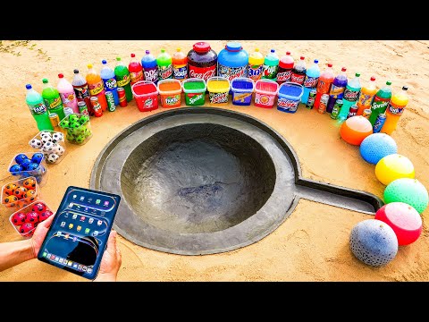 How to make SEARCH icon with Cement, Experiment iPad Pro VS Coca Cola, Fanta, Mtn Dew and Mentos