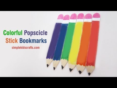 How to make colored pencil bookmarks with popscicle sticks - EP - simplekidscrafts