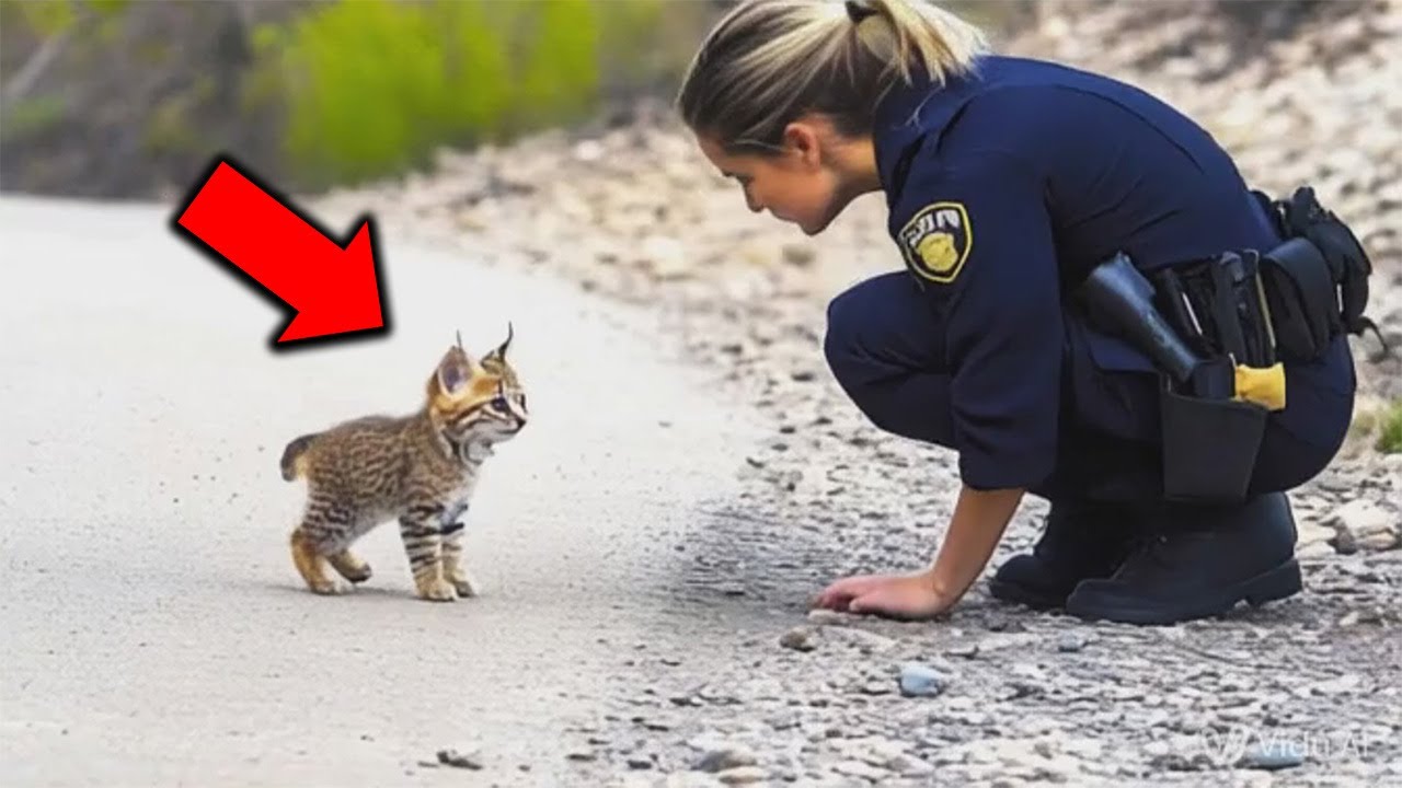 Un pequeño Gato Montés sigue a un Oficial en Busca de Ayuda. Te hará llorar 😭