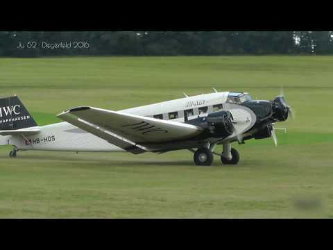 Ju 52 - Engine Start, Takeoff and Landing - Albstadt Degerfeld 2016