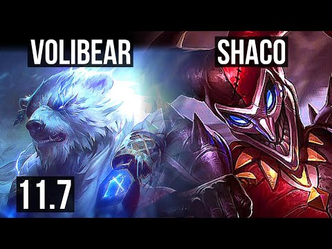 VOLIBEAR vs SHACO (JUNGLE) | 70% winrate, 22/4/10, Godlike | TR Diamond | v11.7
