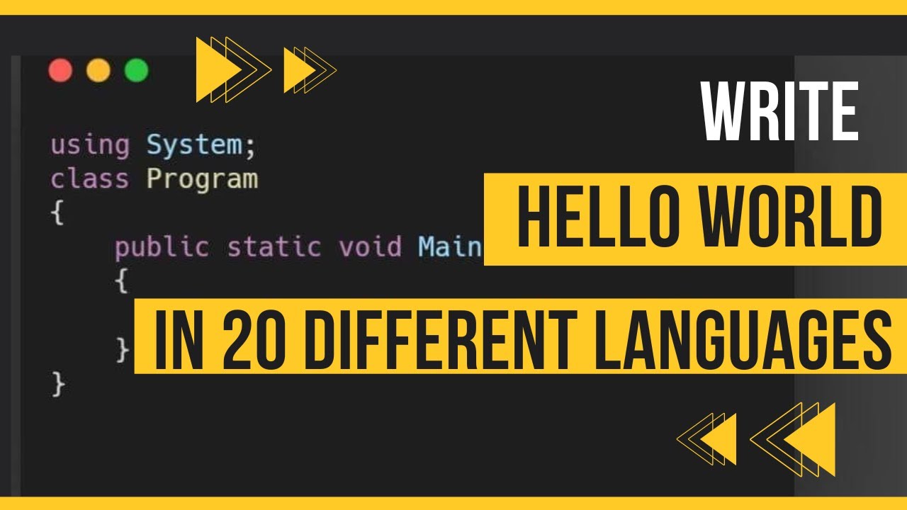 Hello World in 20 Different Languages. #java #javascript  #php #python #c #c++