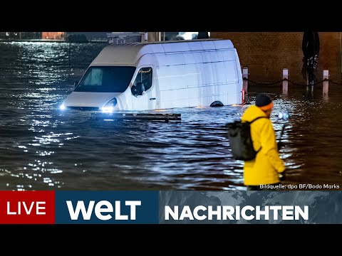 STURMTIEF "ZOLTAN": Heftige Sturmflut trifft auf Norddeutschland! Chaos im Bahnverkehr | WELT STREAM