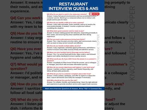 Restaurant Interview Questions and Answers