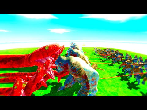 team titanoboa  vs team GORO - (1440p HD) - Animal Revolt Battle Simulator