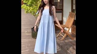 LINSI - Spaghetti Strap Plain Midi Sundress