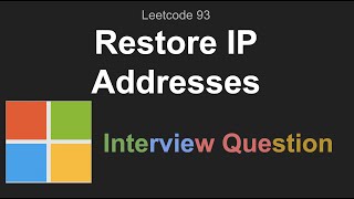 YouTube video 'Leetcode 93: Restore IP Addresses'