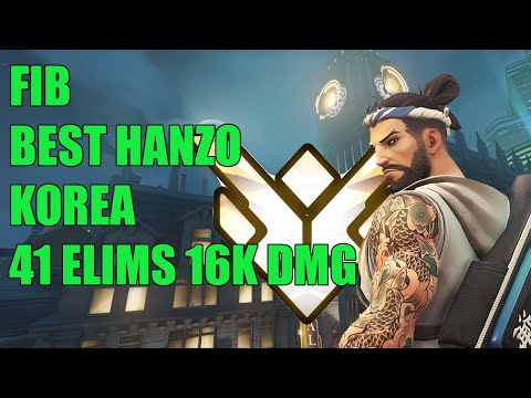 FIB BEST HANZO KOREA GAMEPLAY 41 ELIMS 16K DMG - GRAND MASTER OVERWATCH SEASON 29