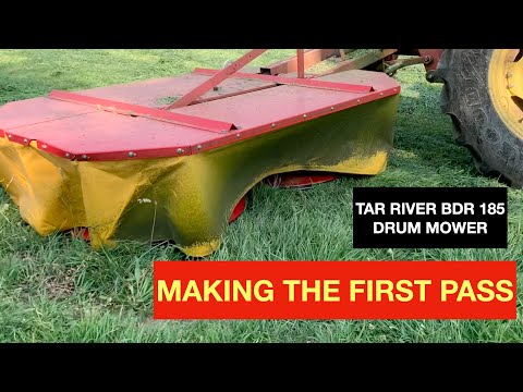 CUTTING HAY--How to cut the first pass around the field with a drum mower