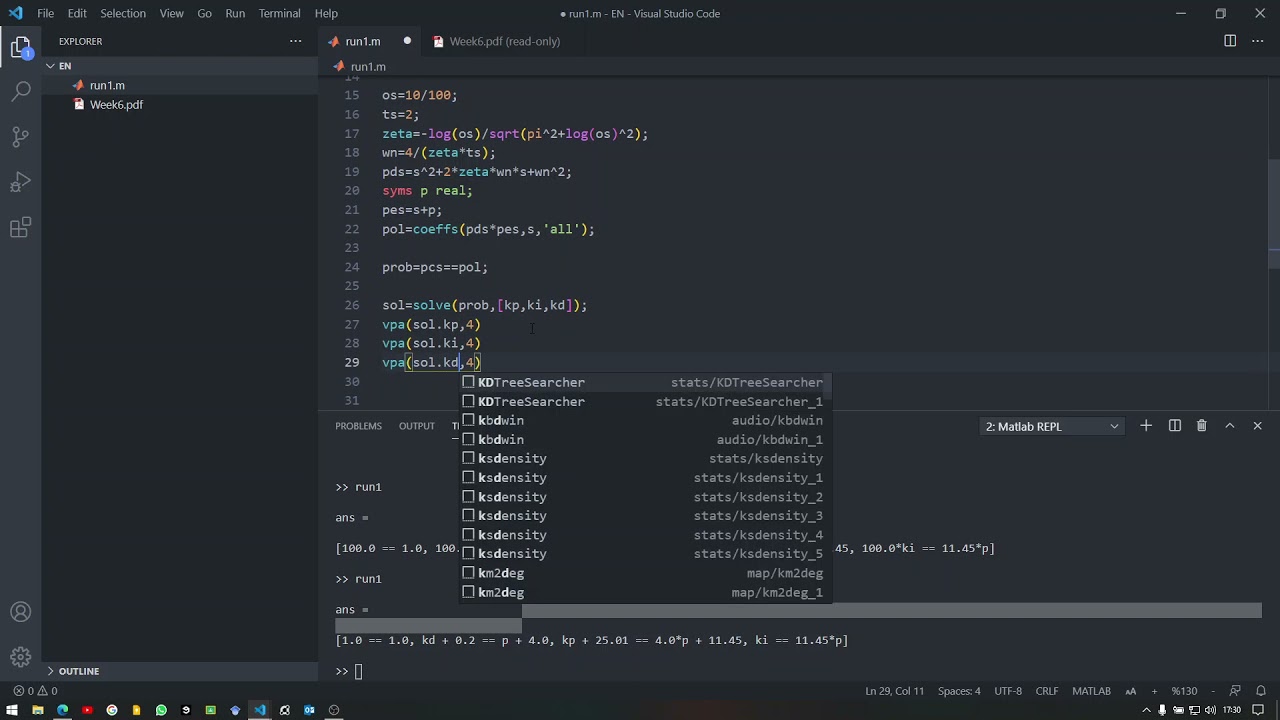 Week6: PID Controller and the Model Matching method