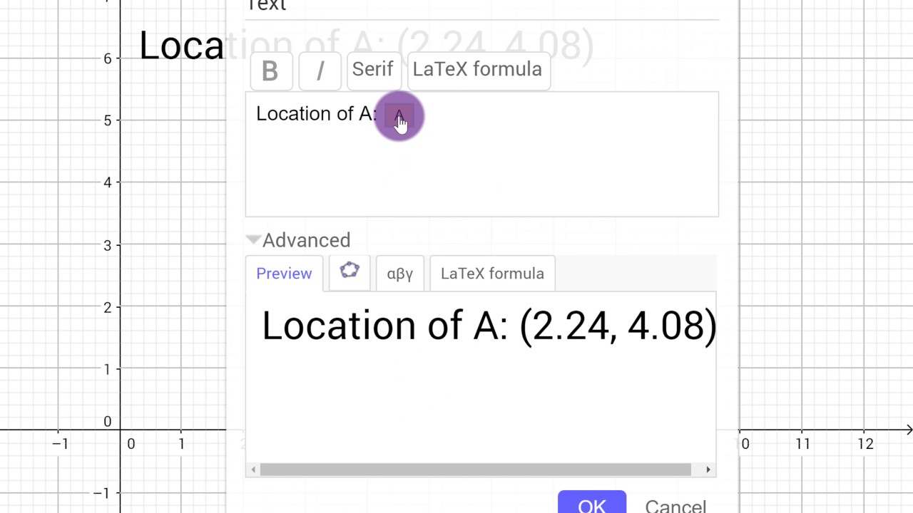 GGB Basics - Dynamic Text Value
