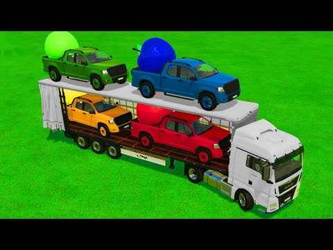 TRANSPORTING URSUS C330 COLORED TRACTORS WITH APPLES DAF TRUCK - Farming Simulator 22