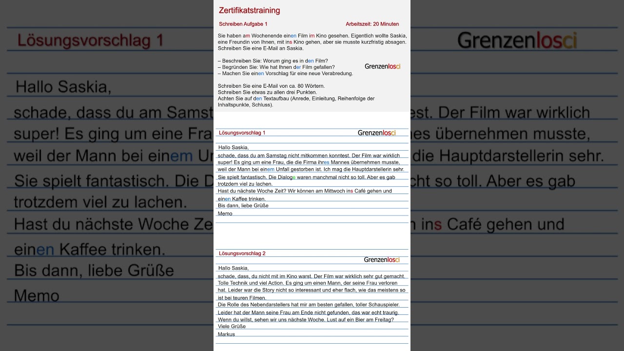 Schreiben B1: Aufgabe 1 #goethezertifikatb1