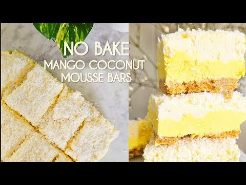 6 Ingredients Mango Coconut Mousse Bars | No Bake