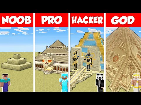 Minecraft Battle: NOOB vs PRO vs HACKER vs GOD: SAND DESERT HOUSE BASE BUILD CHALLENGE / Animation