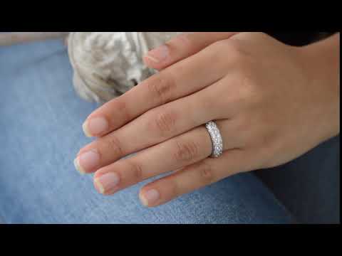 1.05 Ct. Triple Row Pave Set Domed Wedding Ring - TwoBirch TB-WR-0039-WG-L