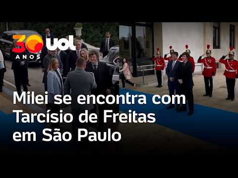 Milei se encontra com Tarcísio de Freitas em SP antes de participar de evento com Flávio Bolsonaro