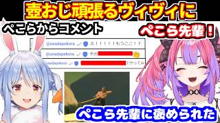 ぺこらに貰った壺おじをやってたら、ぺこらから驚き＆褒めコメントが来て、やる気を出すヴィヴィ【ホロライブ切り抜き/綺々羅々ヴィヴィ/兎田ぺこら/ぺこヴィヴィ】