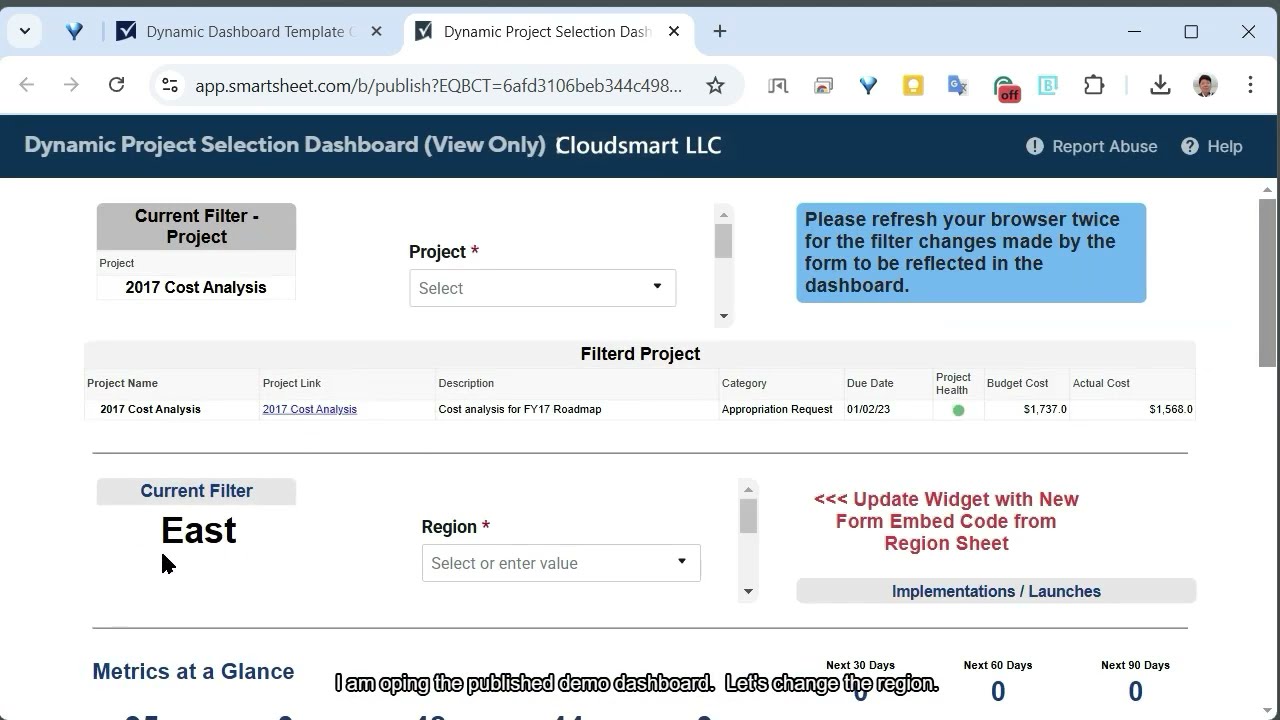 Dynamic Filter for Dashboard Demo