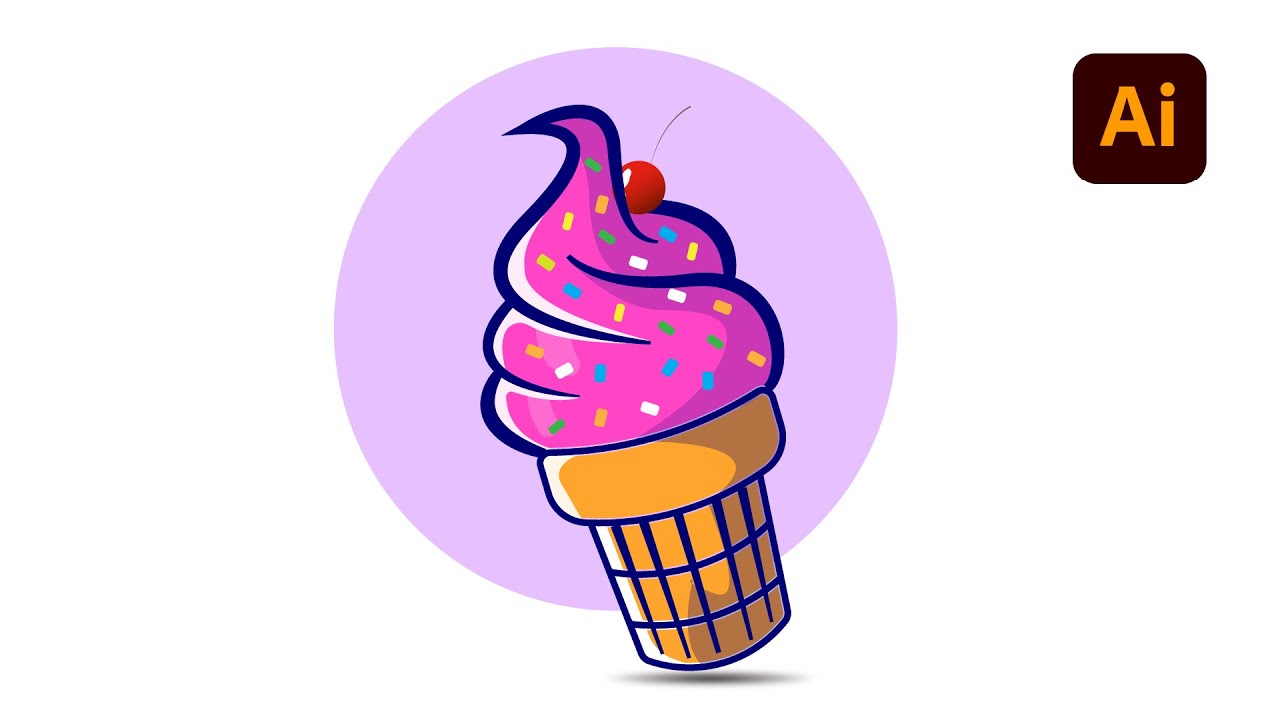 Illustrator CC Tutorial | Create Vector Ice Cream from Sketch For Beginner Tutorial.